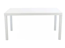 Mesa De Apoio* Mesa de jardim retangular Houston 150 x 90 cm em plástico trançado - Branco