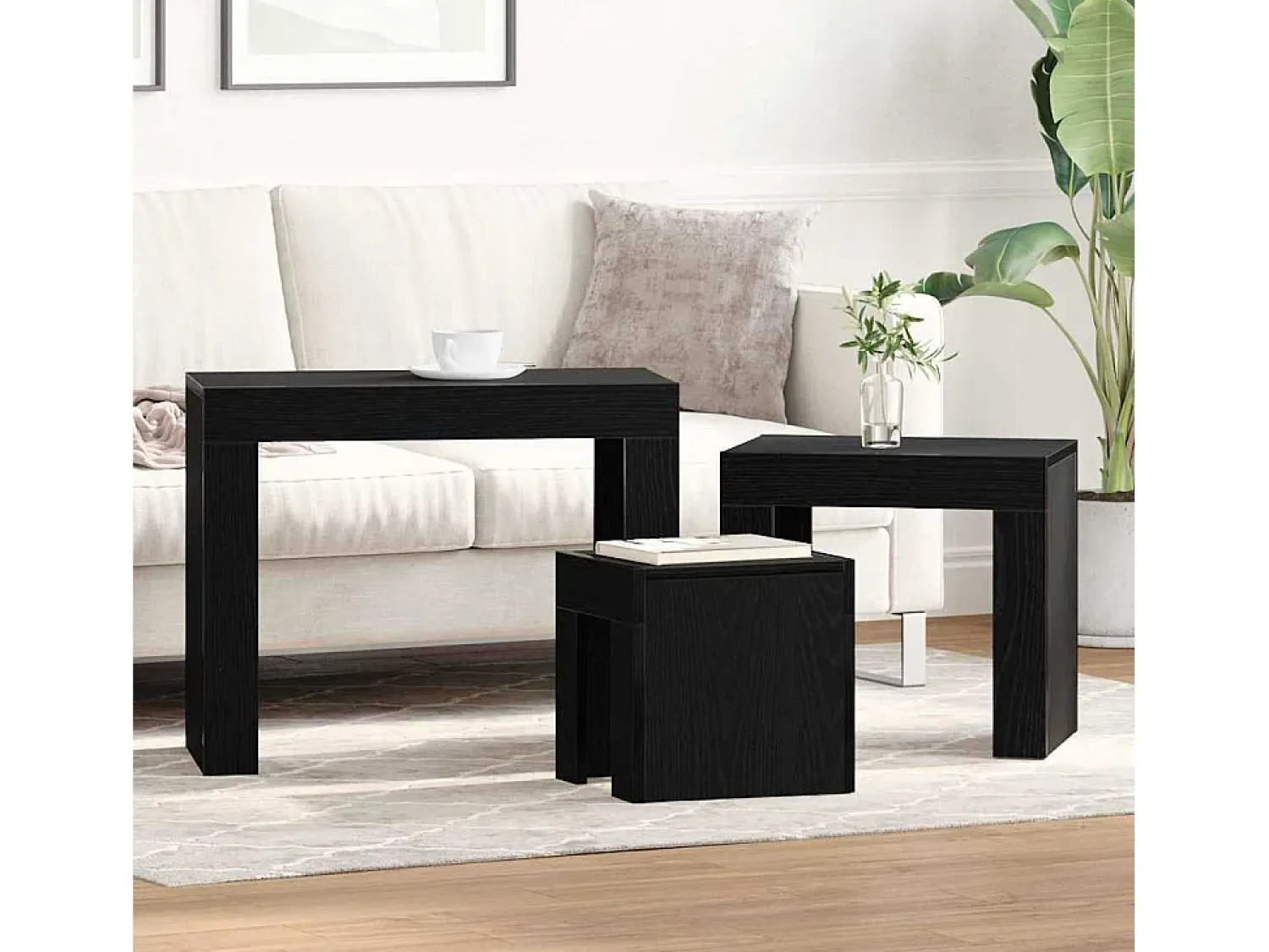 Mesa de Ninho 3 pcs Carvalho 61x30x50 cm^ Mesa De Centro