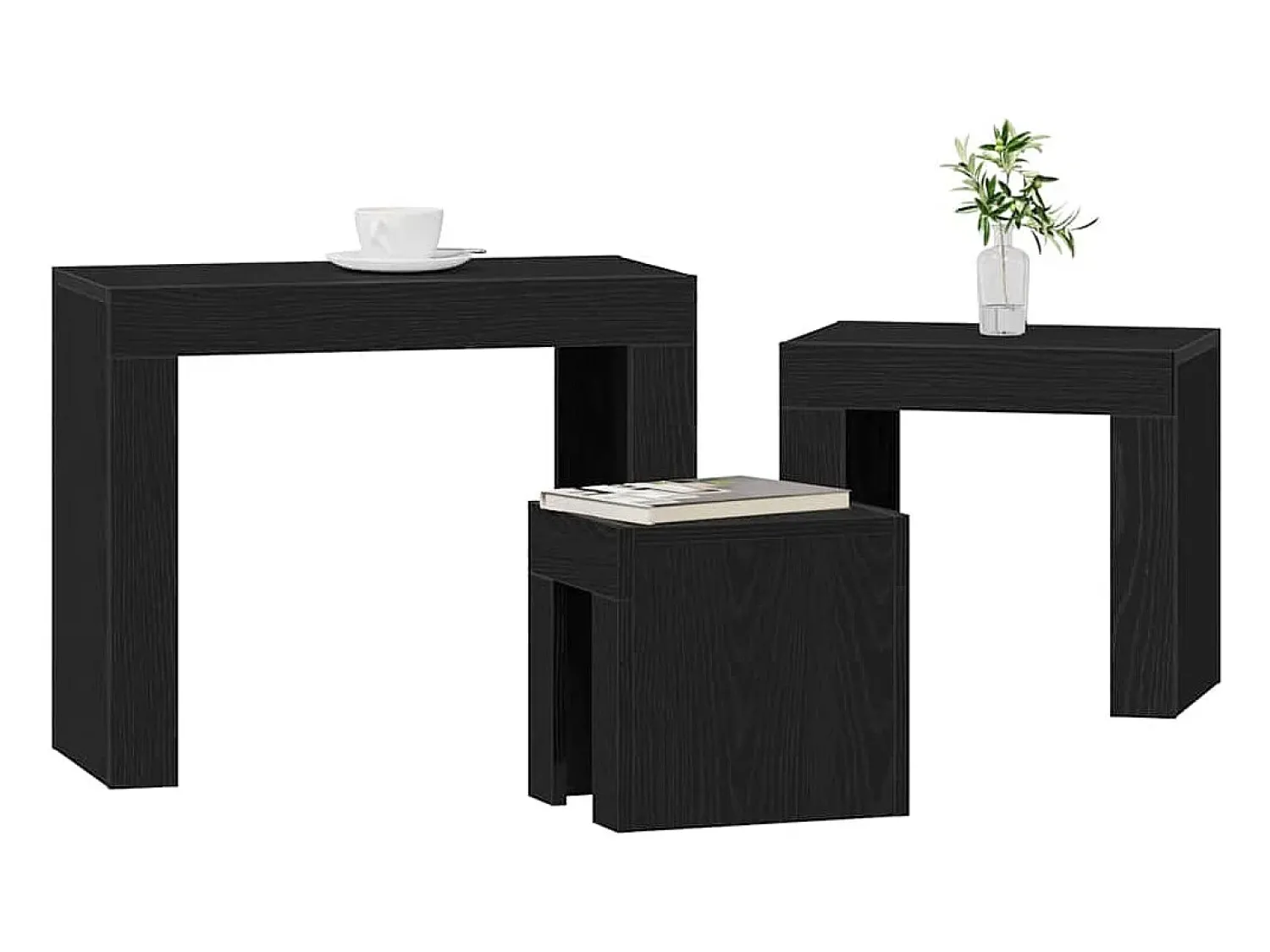Mesa de Ninho 3 pcs Carvalho 61x30x50 cm^ Mesa De Centro