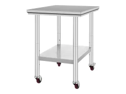 Sale Mesa de Preparação SucceBuy Mesa de Trabalho em Aço Inoxidável 30 x 24 Polegadas, Mesa de Preparação Comercial com 4 Rodízios Prateado
