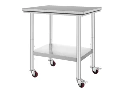 Sale Mesa de Preparação SucceBuy Mesa de Trabalho em Aço Inoxidável 30 x 24 Polegadas, Mesa de Preparação Comercial com 4 Rodízios Prateado