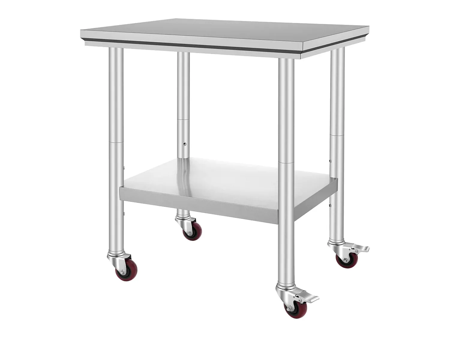 Sale Mesa de Preparação SucceBuy Mesa de Trabalho em Aço Inoxidável 30 x 24 Polegadas, Mesa de Preparação Comercial com 4 Rodízios Prateado