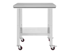 Sale Mesa de Preparação SucceBuy Mesa de Trabalho em Aço Inoxidável 30 x 24 Polegadas, Mesa de Preparação Comercial com 4 Rodízios Prateado