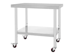 Mesa de Preparação SucceBuy Mesa de Trabalho em Aço Inoxidável, Mesa de Preparação Comercial de 36 x 30 Polegadas com 4 Rodízios^ Móvel De Arrumação