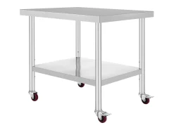 Mesa de Preparação SucceBuy Mesa de Trabalho em Aço Inoxidável, Mesa de Preparação Comercial de 36 x 30 Polegadas com 4 Rodízios^ Móvel De Arrumação