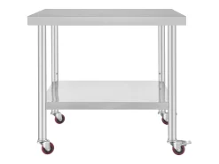 Mesa de Preparação SucceBuy Mesa de Trabalho em Aço Inoxidável, Mesa de Preparação Comercial de 36 x 30 Polegadas com 4 Rodízios^ Móvel De Arrumação