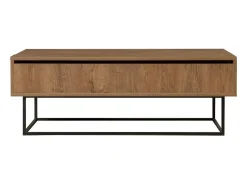 Mesa De Centro*Dmora Mesa de sala de estar Dboc, Mesa baixa para café, Suporte para sofá, Prateleira para sala de estar, 120x60h43 cm, Nogueira e Preto Castanho
