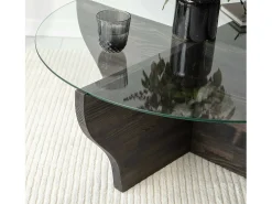 Mesa De Centro|Dmora Mesa de sala de estar Dborrell, Mesa de café, Suporte de revistas para sofá, Prateleira para sala de estar, 92x92h36 cm, Antracite Preto