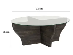 Mesa De Centro|Dmora Mesa de sala de estar Dborrell, Mesa de café, Suporte de revistas para sofá, Prateleira para sala de estar, 92x92h36 cm, Antracite Preto