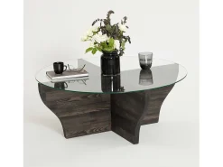 Mesa De Centro|Dmora Mesa de sala de estar Dborrell, Mesa de café, Suporte de revistas para sofá, Prateleira para sala de estar, 92x92h36 cm, Antracite Preto
