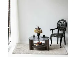 Mesa De Centro|Dmora Mesa de sala de estar Dcaporal, Mesa baixa de café, Porta-revistas para sofá, Prateleira de sala de estar, 75x75h40 cm, Antracite e Castanho Preto