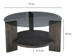 Mesa De Centro|Dmora Mesa de sala de estar Dcaporal, Mesa baixa de café, Porta-revistas para sofá, Prateleira de sala de estar, 75x75h40 cm, Antracite e Castanho Preto