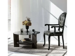 Mesa De Centro|Dmora Mesa de sala de estar Dcaporal, Mesa baixa de café, Porta-revistas para sofá, Prateleira de sala de estar, 75x75h40 cm, Antracite e Castanho Preto