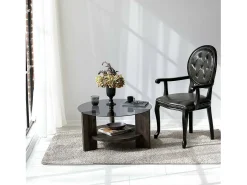 Mesa De Centro|Dmora Mesa de sala de estar Dcaporal, Mesa baixa de café, Porta-revistas para sofá, Prateleira de sala de estar, 75x75h40 cm, Antracite e Castanho Preto