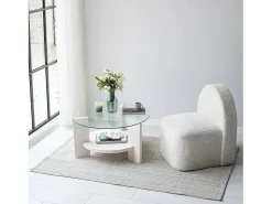 Mesa De Centro*Dmora Mesa de sala de estar Dcaporal, Mesa de café, Porta-revistas para sofá, Prateleira para sala de estar, 75x75h40 cm, Branco