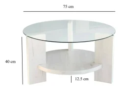 Mesa De Centro*Dmora Mesa de sala de estar Dcaporal, Mesa de café, Porta-revistas para sofá, Prateleira para sala de estar, 75x75h40 cm, Branco