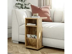 Dmora Mesa de sala de estar Dgambazz, Mesa de café baixa, Porta-revistas para sofá, Prateleira para sala de estar, 30x40h63 cm, Carvalho^ Mesa De Centro
