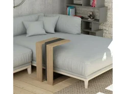 Mesa De Centro*Dmora Mesa de sala de estar Dghisolf, Mesa de café, Suporte de revistas para sofá, Prateleira para sala de estar, 30x40h57 cm, Carvalho e Antracite Castanho