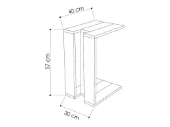 Mesa De Centro*Dmora Mesa de sala de estar Dghisolf, Mesa de café, Suporte de revistas para sofá, Prateleira para sala de estar, 30x40h57 cm, Carvalho e Antracite Castanho