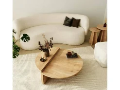 Mesa De Centro|Dmora Mesa de sala de estar Dgiarett, Mesa de café, Suporte de revistas para sofá, Prateleira para sala de estar, 90x90h35 cm, Carvalho Castanho