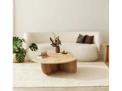 Mesa De Centro|Dmora Mesa de sala de estar Dgiarett, Mesa de café, Suporte de revistas para sofá, Prateleira para sala de estar, 90x90h35 cm, Carvalho Castanho