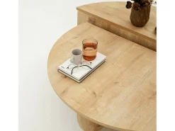 Mesa De Centro|Dmora Mesa de sala de estar Dgiarett, Mesa de café, Suporte de revistas para sofá, Prateleira para sala de estar, 90x90h35 cm, Carvalho Castanho