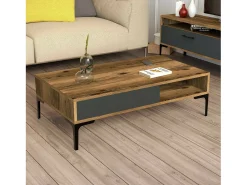 Mesa De Centro|Dmora Mesa de sala de estar DjAgiell, Mesa baixa para café, Porta-revistas para sofá, Prateleira para sala de estar, 105x60h33 cm, Nogueira e Antracite Castanho