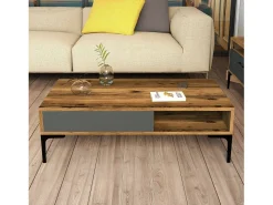 Mesa De Centro|Dmora Mesa de sala de estar DjAgiell, Mesa baixa para café, Porta-revistas para sofá, Prateleira para sala de estar, 105x60h33 cm, Nogueira e Antracite Castanho