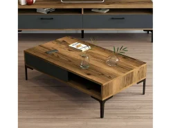Mesa De Centro|Dmora Mesa de sala de estar DjAgiell, Mesa baixa para café, Porta-revistas para sofá, Prateleira para sala de estar, 105x60h33 cm, Nogueira e Antracite Castanho