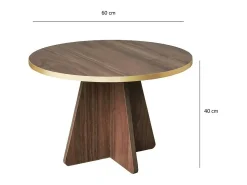 Mesa De Centro*Dmora Mesa de sala de estar Dkluiver, Mesa de café, Porta-revista para sofá, Prateleira para sala de estar, 60x60h40 cm, Ouro e Noz Dourado