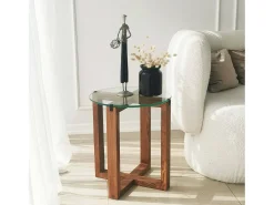 Mesa De Centro*Dmora Mesa de sala de estar Dlangell, Mesa de café, Suporte de revistas para sofá, Prateleira de sala de estar, 40x40h50 cm, Noz Castanho