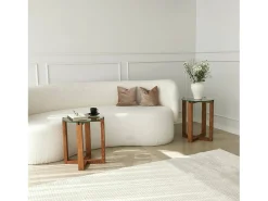 Mesa De Centro*Dmora Mesa de sala de estar Dlangell, Mesa de café, Suporte de revistas para sofá, Prateleira de sala de estar, 40x40h50 cm, Noz Castanho