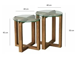 Mesa De Centro*Dmora Mesa de sala de estar Dlangell, Mesa de café, Suporte de revistas para sofá, Prateleira de sala de estar, 40x40h50 cm, Noz Castanho