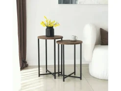 Dmora Mesa de sala de estar Dluperin, Mesa de café, Suporte de revistas para sofá, Prateleira para sala de estar, 70x35h55 cm, Nogueira^ Mesa De Apoio
