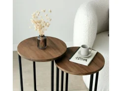 Dmora Mesa de sala de estar Dluperin, Mesa de café, Suporte de revistas para sofá, Prateleira para sala de estar, 70x35h55 cm, Nogueira^ Mesa De Apoio