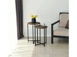 Dmora Mesa de sala de estar Dluperin, Mesa de café, Suporte de revistas para sofá, Prateleira para sala de estar, 70x35h55 cm, Nogueira^ Mesa De Apoio