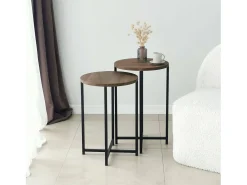 Dmora Mesa de sala de estar Dluperin, Mesa de café, Suporte de revistas para sofá, Prateleira para sala de estar, 70x35h55 cm, Nogueira^ Mesa De Apoio