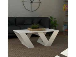 Hot Dmora Mesa de sala de estar Dmelegon, Mesa de café, Suporte de revistas para sofá, Prateleira para sala de estar, 110x60h40 cm, Branco