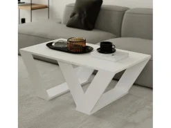 Hot Dmora Mesa de sala de estar Dmelegon, Mesa de café, Suporte de revistas para sofá, Prateleira para sala de estar, 110x60h40 cm, Branco