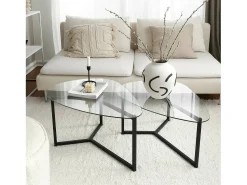 Mesa De Centro|Dmora Mesa de sala de estar Dmotoles, Mesa baixa para café, Suporte para sofá, Prateleira para sala de estar, 82x58h40 cm, Preto