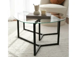 Mesa De Centro|Dmora Mesa de sala de estar Dmotoles, Mesa baixa para café, Suporte para sofá, Prateleira para sala de estar, 82x58h40 cm, Preto