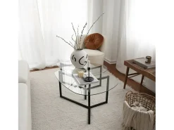 Mesa De Centro|Dmora Mesa de sala de estar Dmotoles, Mesa baixa para café, Suporte para sofá, Prateleira para sala de estar, 82x58h40 cm, Preto