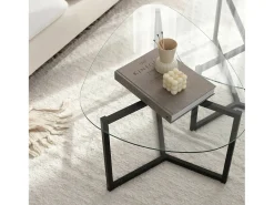 Mesa De Centro|Dmora Mesa de sala de estar Dmotoles, Mesa baixa para café, Suporte para sofá, Prateleira para sala de estar, 82x58h40 cm, Preto