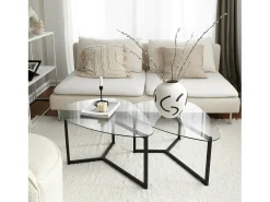 Mesa De Centro|Dmora Mesa de sala de estar Dmotoles, Mesa baixa para café, Suporte para sofá, Prateleira para sala de estar, 82x58h40 cm, Preto