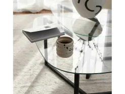 Mesa De Centro|Dmora Mesa de sala de estar Dmotoles, Mesa baixa para café, Suporte para sofá, Prateleira para sala de estar, 82x58h40 cm, Preto