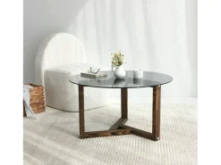Mesa De Centro|Dmora Mesa de sala de estar Dperalt, mesa baSso de café, porta-revistas para sofá, prateleira para sala de estar, 75x75h40 cm, Tortora Cinzento
