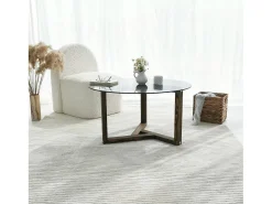 Mesa De Centro|Dmora Mesa de sala de estar Dperalt, mesa baSso de café, porta-revistas para sofá, prateleira para sala de estar, 75x75h40 cm, Tortora Cinzento