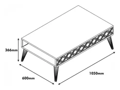 Dmora Mesa de sala de estar Dplant, Mesa de café, Suporte de revistas para sofá, Prateleira para sala de estar, 105x60h37 cm, Noz e Branco^ Mesa De Centro