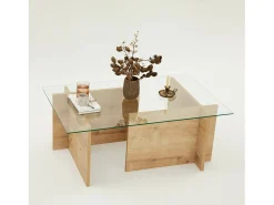 Best Dmora Mesa de sala de estarOu Dfontola, Mesa de café, Porta-revistas para sofá, Prateleira para sala de estar, 105x65h40 cm, Carvalho Castanho