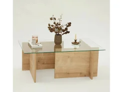 Best Dmora Mesa de sala de estarOu Dfontola, Mesa de café, Porta-revistas para sofá, Prateleira para sala de estar, 105x65h40 cm, Carvalho Castanho